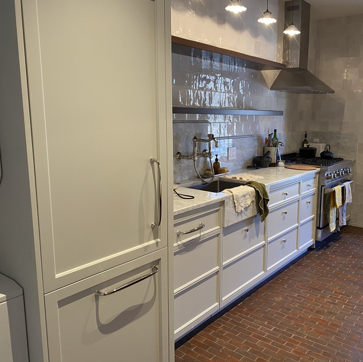 Brookline Kitchen — 3 Range Wall