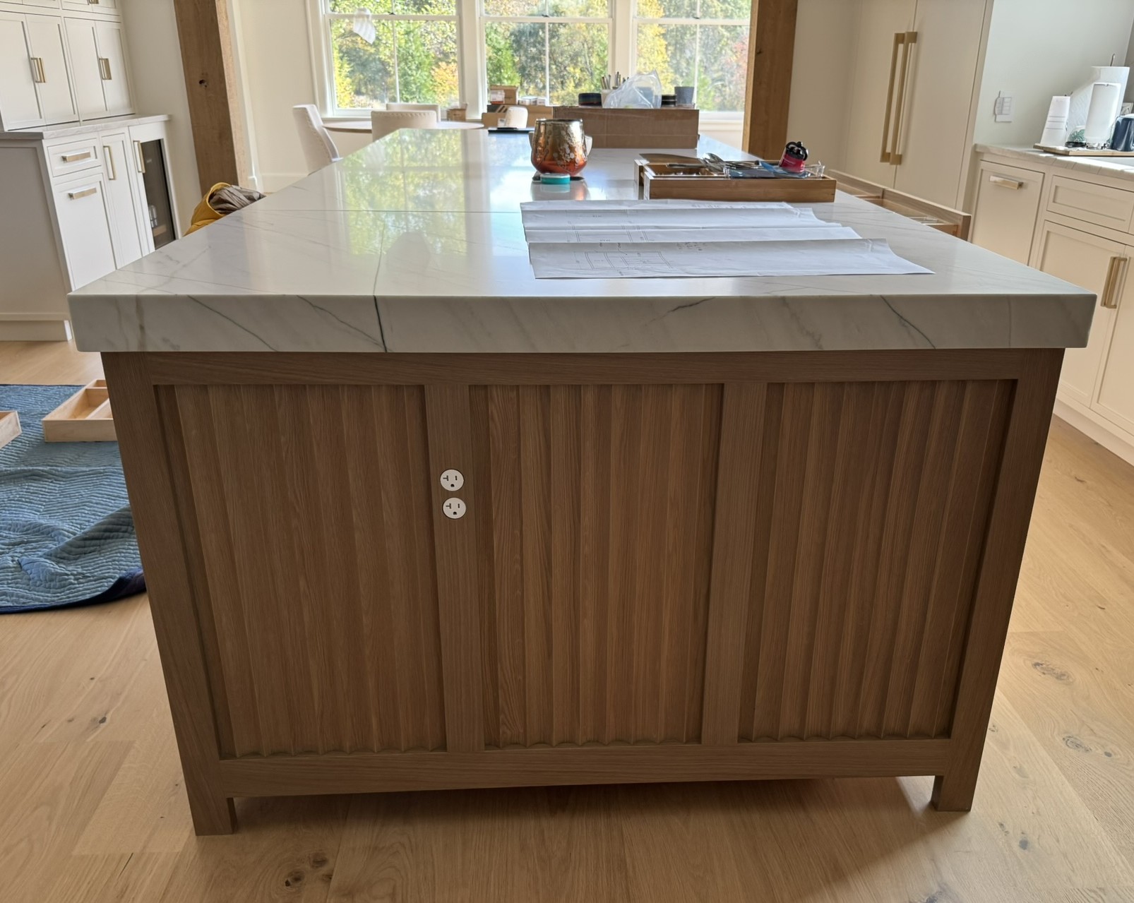 Needham Kitchen — 9 Fluted Island End Panel & Bocci Outlets