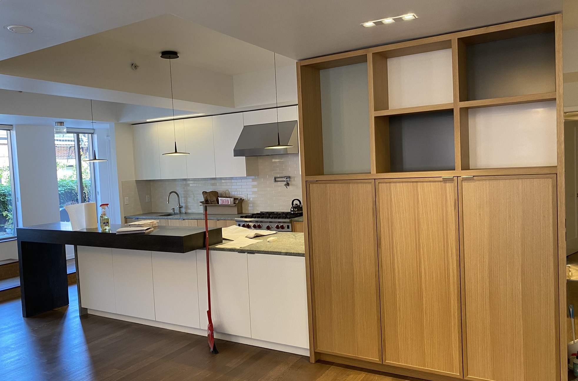 South End Painted & Oak Kitchen — 2 Fun Colored Storage