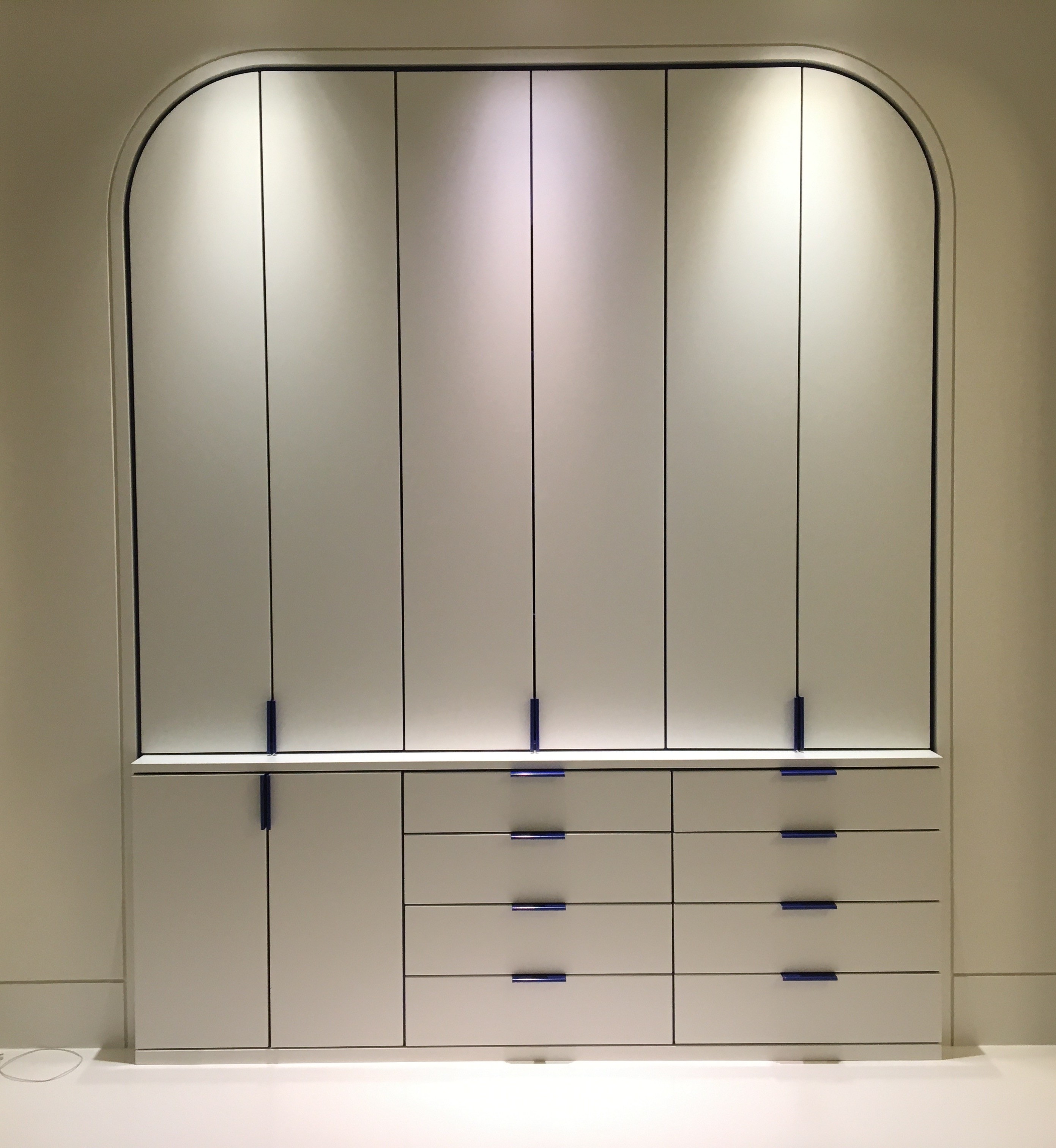 Blue & White Arched Cabinet