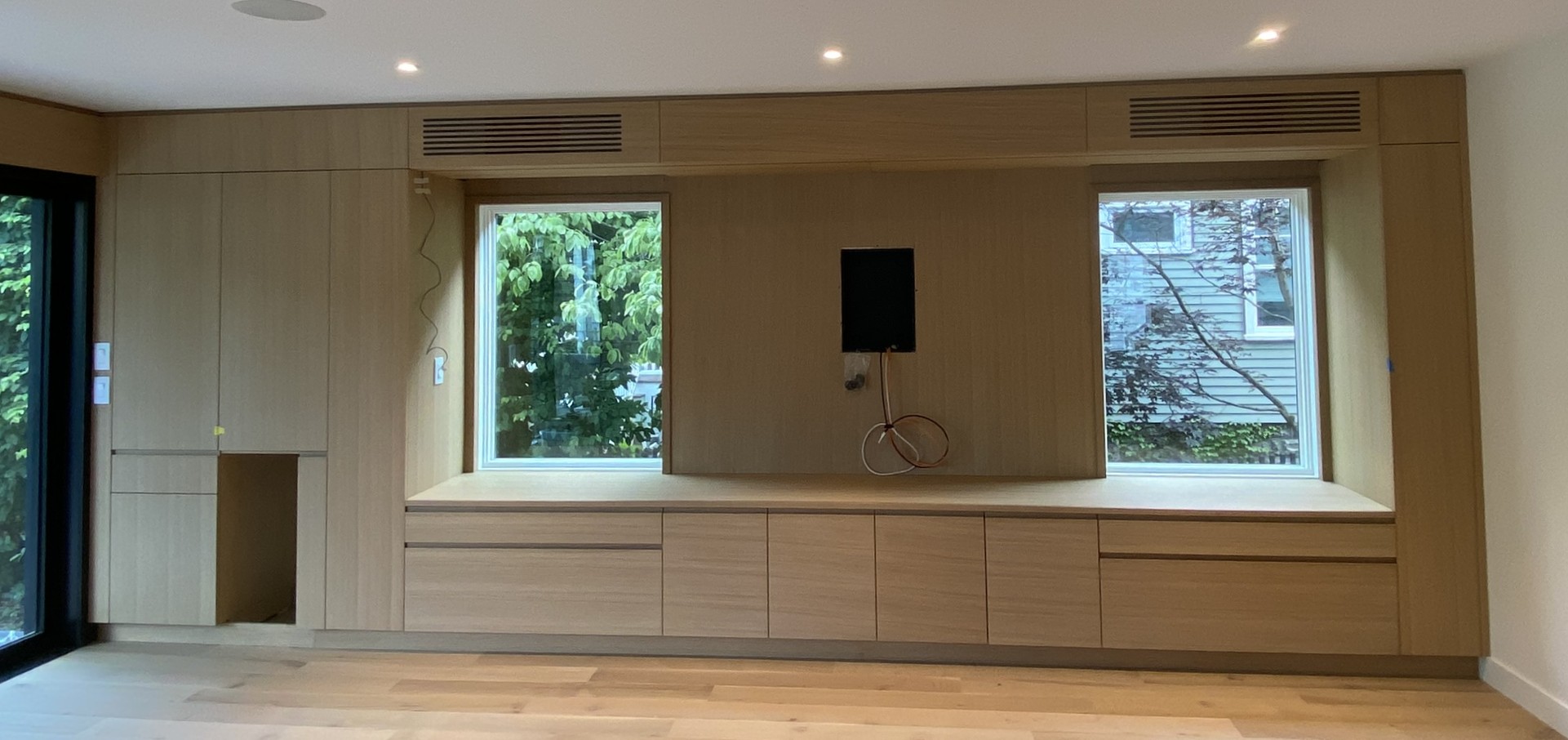 Cambridge Entryway & Entertainment Wall — 7 Entertainment Center before TV and Wine Fridge