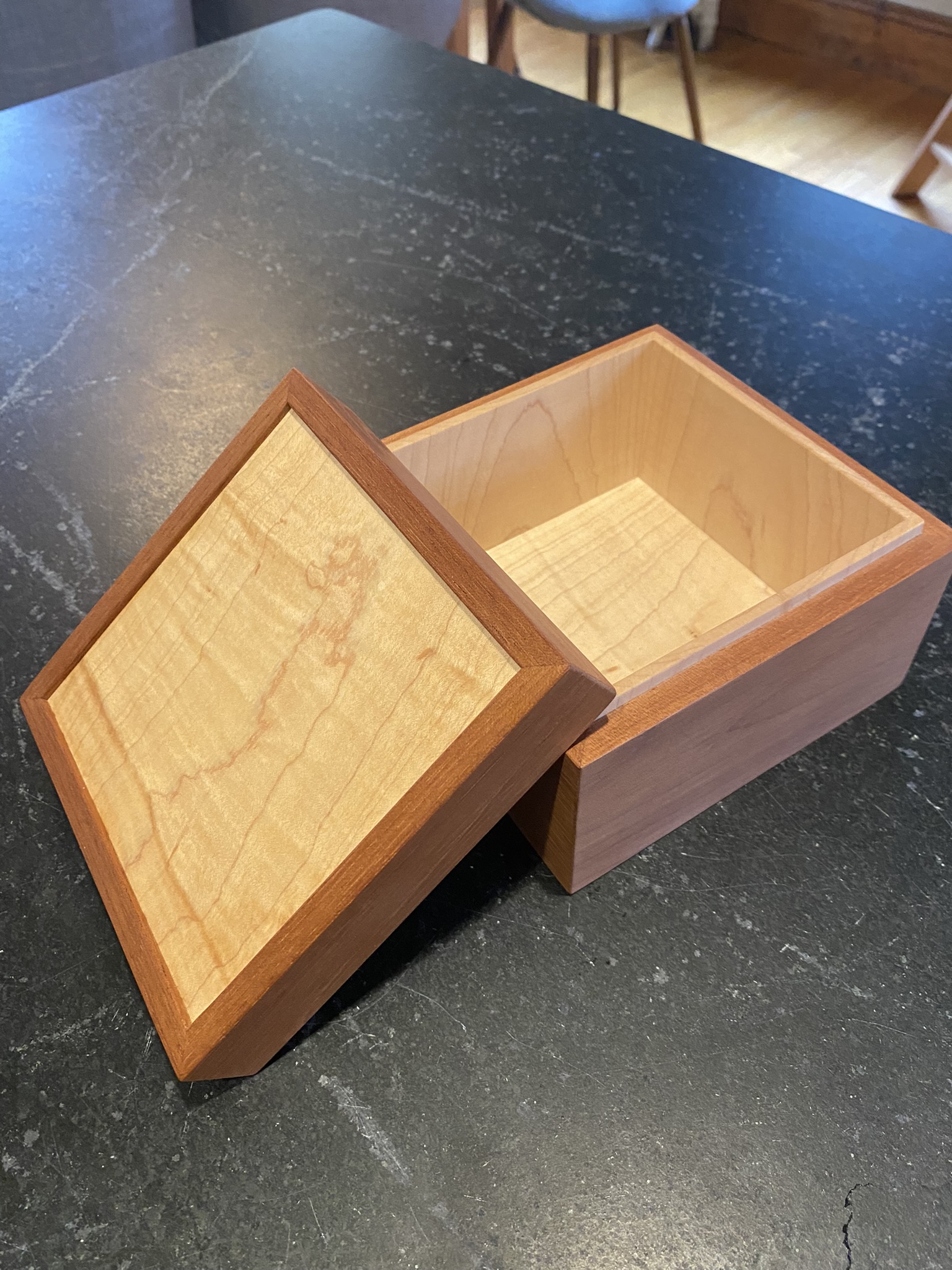 Handmade lined wooden box by Larry Johnston